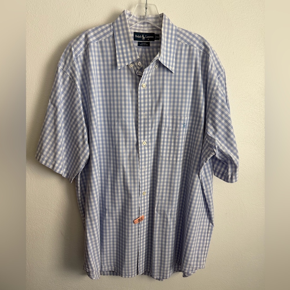 Ralph Lauren “Blake” short sleeve button down gingham print size XL cotton